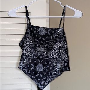 Black and White Bandana Print Top